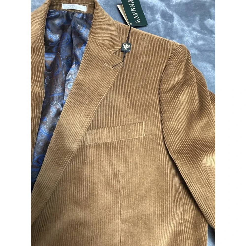 Lauren Ralph Lauren Corduroy Blazer Men's 42 Reg Brown Cotton Sport Coat NWT